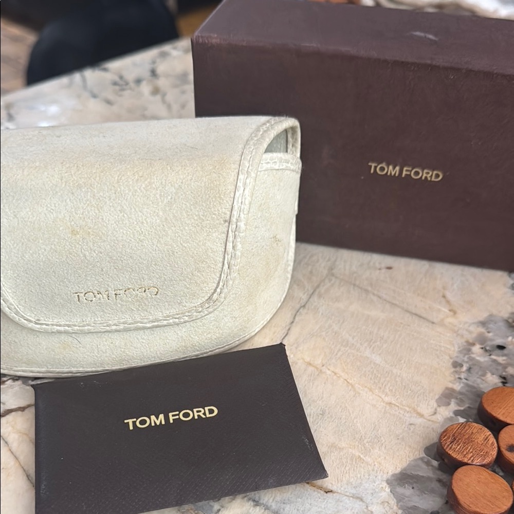 Tom Ford Ivory Sunglasses Case with Brown Box
